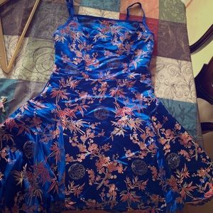 A Floral jacquard satin slip dress